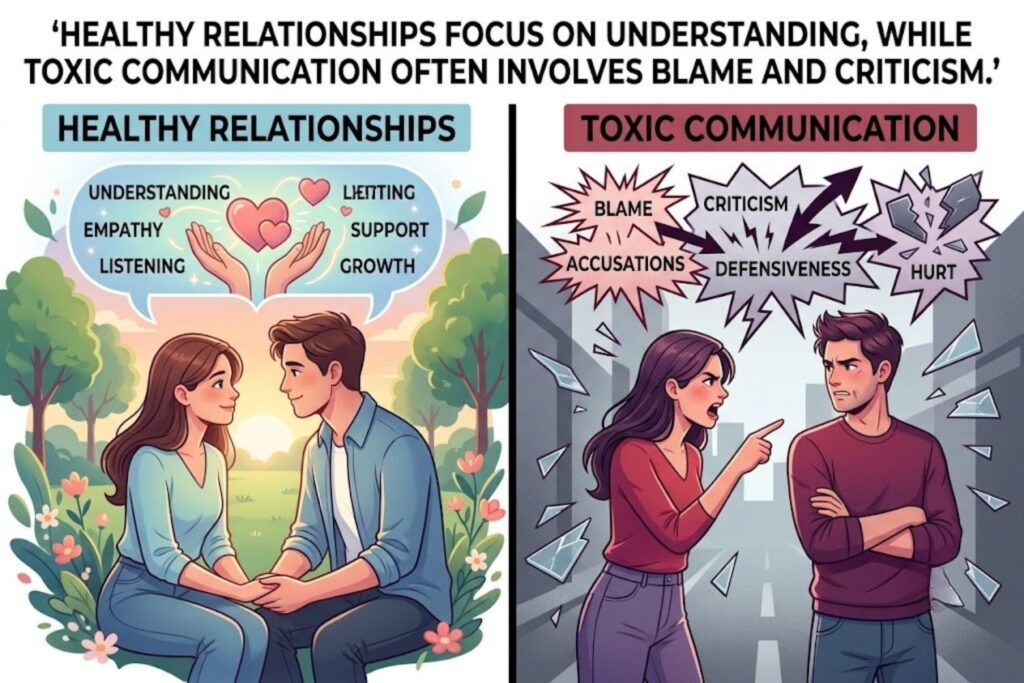 Comparison of healthy and toxic relationship communication styles