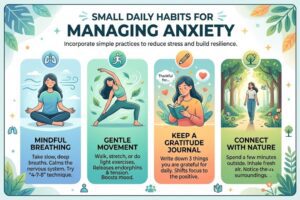 Person practicing breathing exercises for coping with anxiety