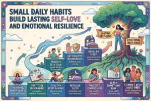 Woman practicing mindfulness during her self-love journey